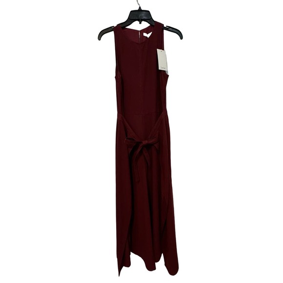 36. JOIE NWT $348 Mairead Tie Waist Crop Culotte Jumpsuit in Garnet Size 4 - Picture 5 of 11